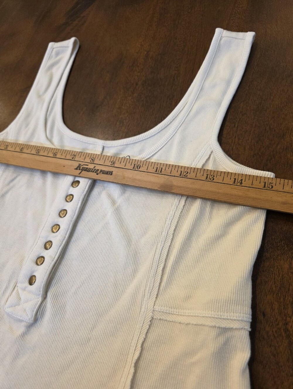 Anthropologie Cream Ribbed Snap-Front Tank Top - Picture 8 of 10